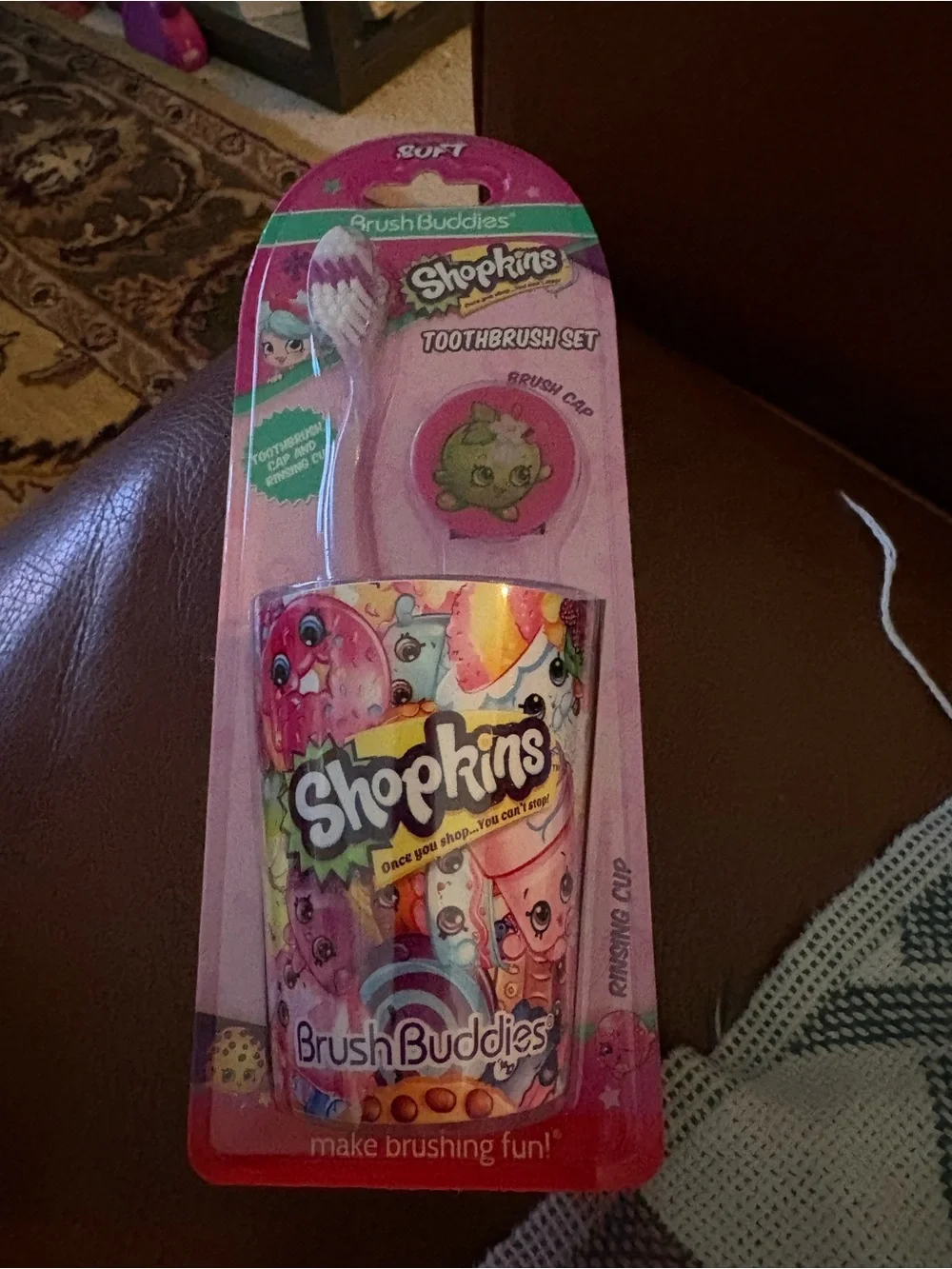 Shopkins Pink and Yellow Kids Toothbrush Set NWT